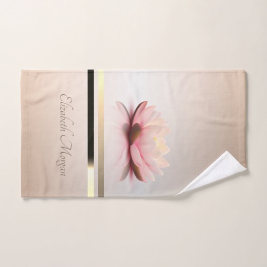 Élégantes rayures Lotus (Serviette à main)