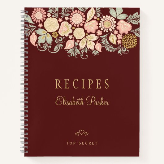 Élégantes recettes de livres de cuisine à fleurs d (Devant)