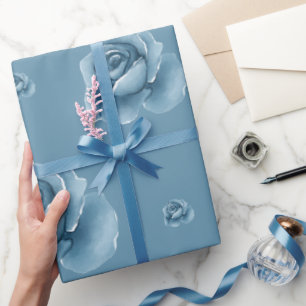Élégantes roses bleues papier cadeau motif floral