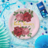 Élégantes, Roses Rouges, Baby Shower, Assiettes en (Fête)