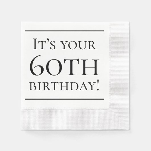 Élégantes serviettes en papier 60e anniversaire (Devant)