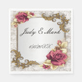 Élégantes serviettes en papier Roses rouges (Devant)