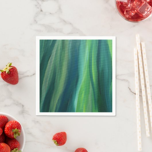 Élégantes serviettes en papier vert (En situation)