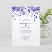 Élégantes Tons De Faire-part de mariage Floral Vio (Debout devant)