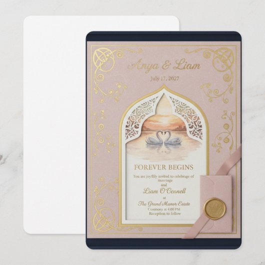 ElegantGoldWeddingInvitation Programma (Voorkant / Achterkant)