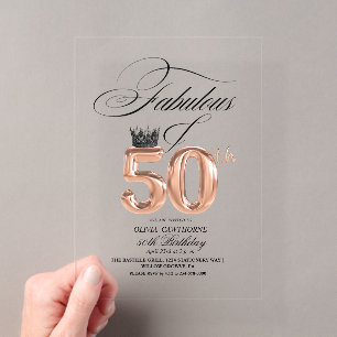 Elegantie 50ste & Fantastische Verjaardag Acryl Uitnodigingen