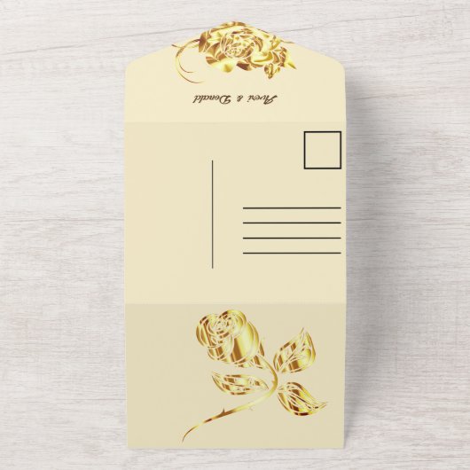 Elegantie Aardse kleuren Bruiloft All In One Uitnodiging (Buitenkant)