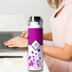 Elegantie Bloeit: Gepersonaliseerd Monogram Waterfles