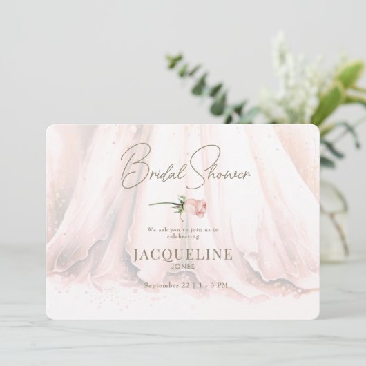 Elegantie Blush Roos Trouwjurk Vrijgezellenfeest Kaart (Staand voorkant)