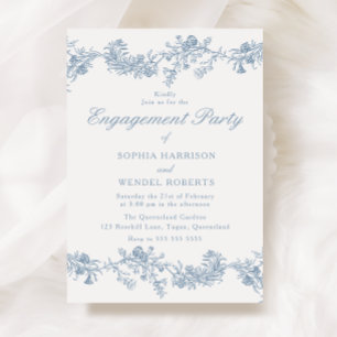 elegantie: Classic Floral Engagement Party Kaart