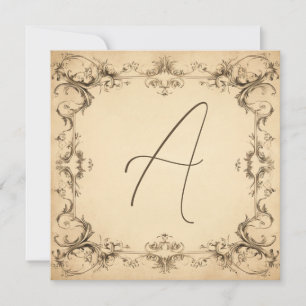 elegantie: Deep Bronze Monogram Notecards Feestdagenkaart