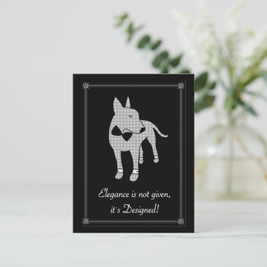 Elegantie Engels Bull Terrier zwart stropdas huisd Briefkaart (Staand voorkant)