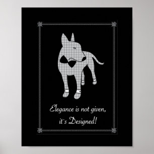 Elegantie Engels Bull Terrier zwart stropdas huisd Poster