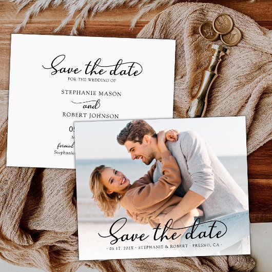 Elegantie Foto Budget Bruiloft Save The Date Kaart