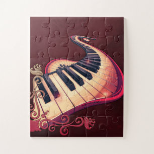 Elegantie in beweging, de gebogen piano. legpuzzel