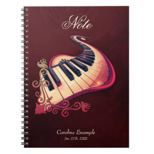 Elegantie in beweging, de gebogen piano. notitieboek