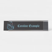 Elegantie in beweging, de zwarte zwaan bureau naambordje (Voorkant)