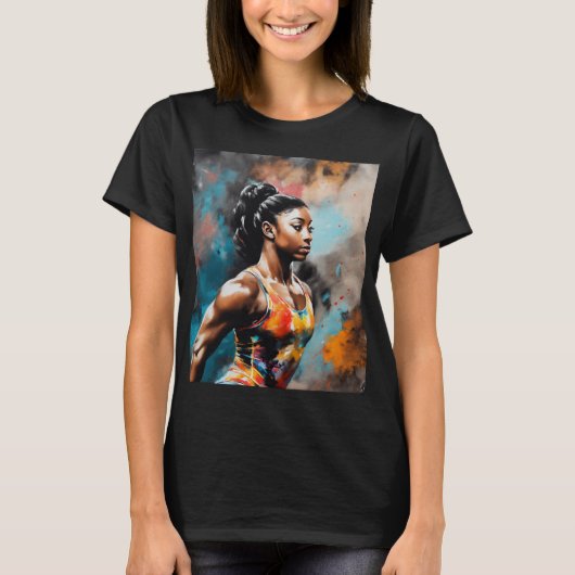 Elegantie in beweging: Simone Biles T-shirt (Voorkant)