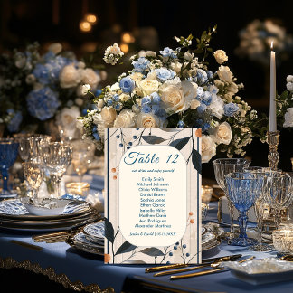 Elegantie in blauw en goud moderne zitplaatsen Kaa Kaart