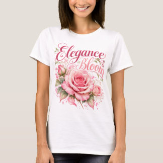 Elegantie in bloei Roze Roos Bloemige Dames T-Shir T-shirt