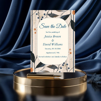 Elegantie in Blue & Gold Modern Save The Date Kaar Kaart
