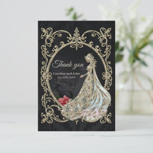 Elegantie in goud en zwart. bedankkaart (Staand voorkant)