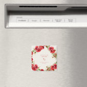 Elegantie in Red Cream Bruiloft Bewaar onze Datum Magneet (Insitu (Vaatwasser))