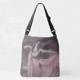 elegantie in roze bloemenjurk crossbody tas