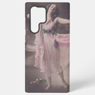  elegantie in roze bloemenjurk samsung galaxy hoesje