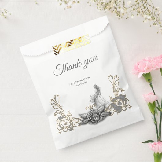 Elegantie in zilver en zwart. bedankzakje (Gezegeld)