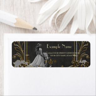 Elegantie in zilver en zwart. etiket
