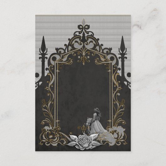 Elegantie in zilver en zwart. informatiekaartje (Achterkant)