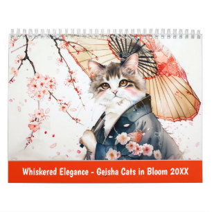 Elegantie met Snorharen – Geisha Katten in Bloei Kalender