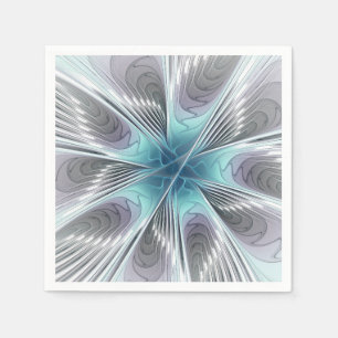 Elegantie Modern Blauw Grijs Witte Fractale Kunst  Servetten