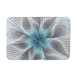 Elegantie Moderne Blauwe Grijze Witte Fractale Kun Badmat