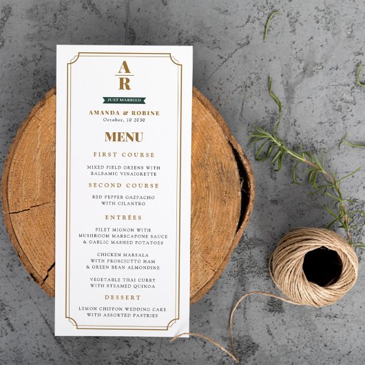 Elegantie Moderne Initialen bruiloft Menu