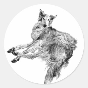 Elegantie, Onbezorgd – Silken Windhound Ronde Sticker