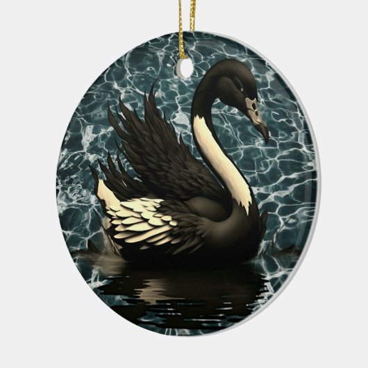 Elegantie onthuld: Black Swan artistiek Keramisch Ornament (Links)