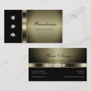 Elegantie platina en zwarte glinsterende diamanten visitekaartje