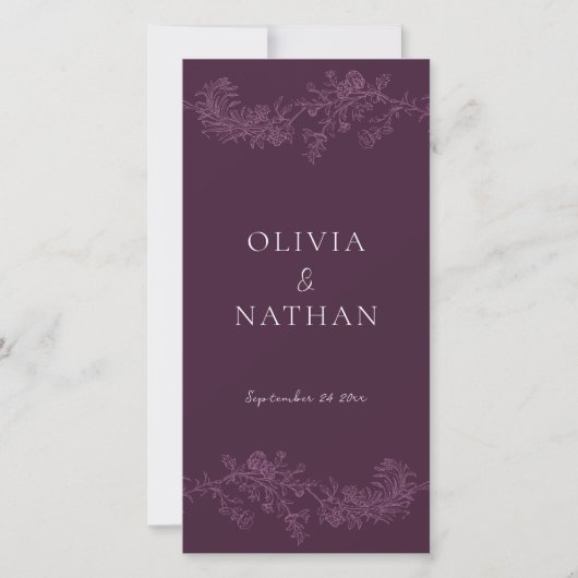 Elegantie Plum Wedding Ceremony Programma (Voorkant)