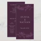 Elegantie Plum Wedding Ceremony Programma (Voorkant / Achterkant)