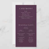 Elegantie Plum Wedding Ceremony Programma (Achterkant)