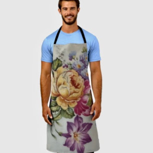 Elegantie: Porselein-geïnspireerde bloemenprint Sc Schort