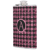  Elegantie Roze Diamanten Edelsteen Patroon Monogr Heupfles (Links)