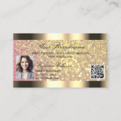 Elegantie Roze Glitter Gouden Rand Foto QR Code Visitekaartje (Achterkant)