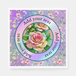 Elegantie Rozen Roze en Geel Waterverf Pastel Servet
