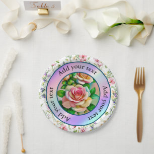 Elegantie Rozen Roze en Gele Waterverf Pastel Papieren Bordje