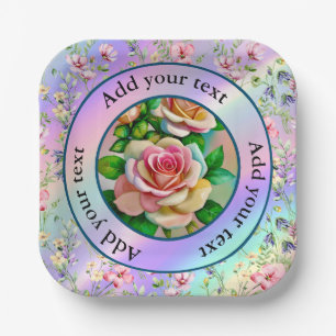 Elegantie Rozen Roze en Gele Waterverf Pastel Papieren Bordje