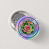 Elegantie Rozen Roze en Gele Waterverf Pastel Ronde Button 3,2 Cm (Voorkant /achterkant)