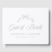  Elegantie Sage Green Bow Fotobruiloft Gastenboek (Voorkant)